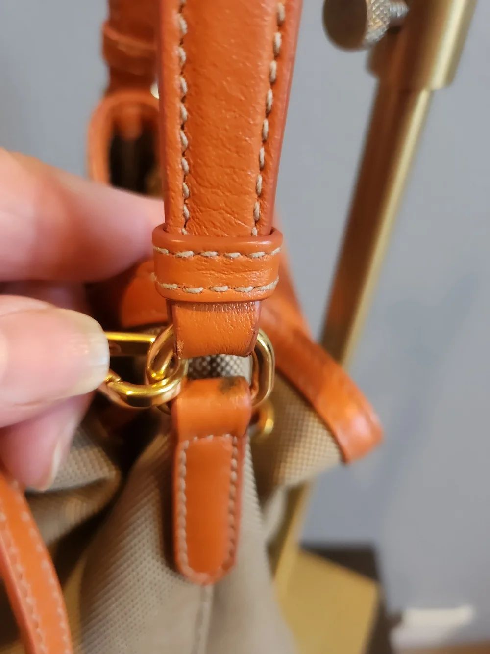 Prada Beige Canvas Duet Drawstring Bucket Crossbody with Leather Trim - Picture 11 of 12